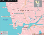 Map Showing Top Places to Eat in North Goa