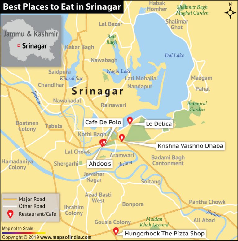 srinagar tourist places map