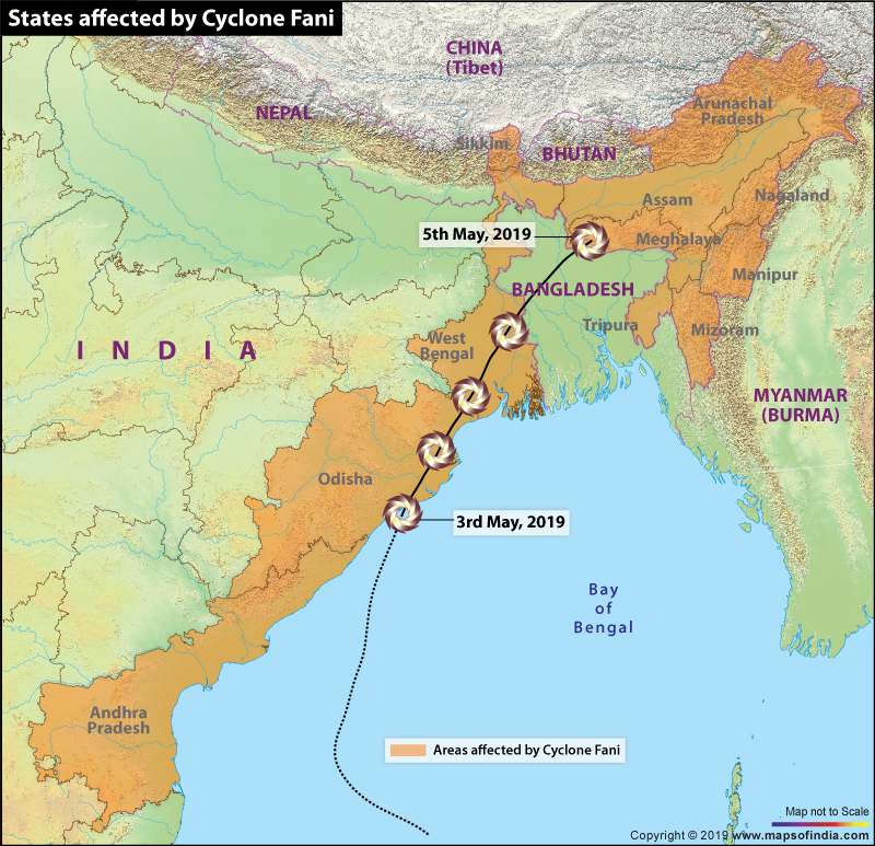 States Affected by Cyclone FANI Map