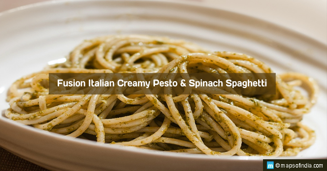 Fusion Italian Creamy Pesto and Spinach Spaghetti