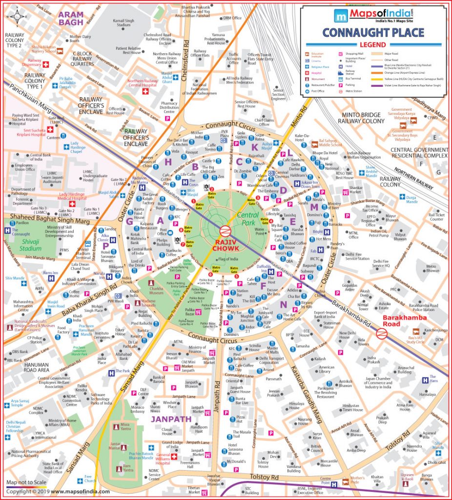 Connaught Place New Delhi Map Cities