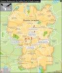 Map showing famous Indian restaurants in Kuala Lumpur, Malaysia