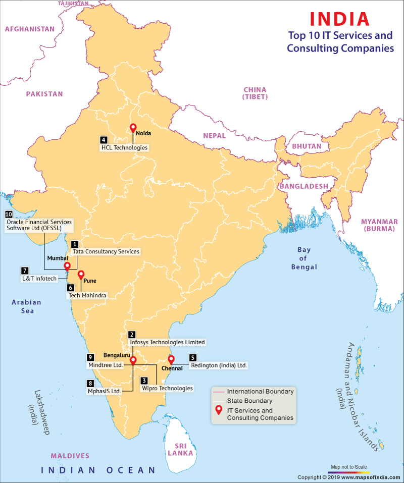 Map - Top 10 IT Services and Consulting Companies in India