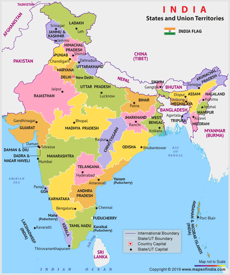 political map of india with states capitals and union territories The New India 28 States And 9 Union Territories Maps And Facts political map of india with states capitals and union territories