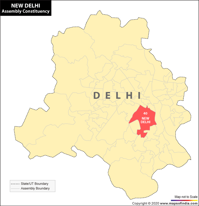 Map of Delhi Showing Location of New Delhi Constituency