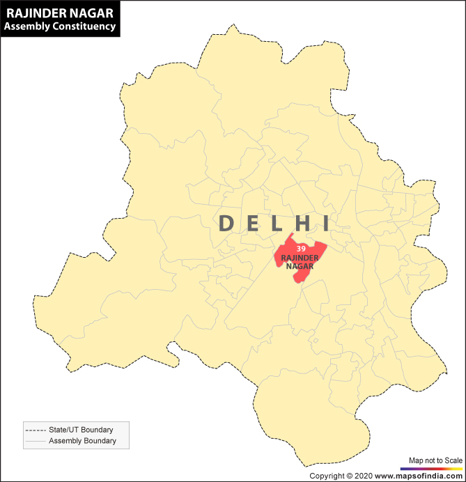 Map of Delhi Showing Location of Rajinder Nagar Constituency