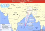 Map Showing Location of Cyclone Amphan in Bay of Bengal