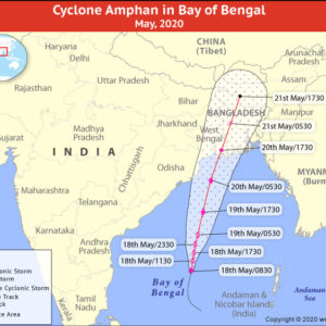 Map Showing Location of Cyclone Amphan in Bay of Bengal