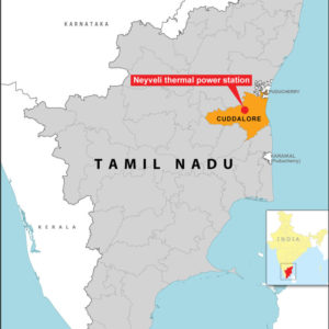 Map of Tamil Nadu Showing Location of Neyvali Thermal Power Station