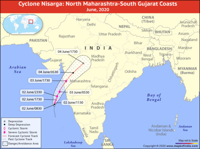 Map Depicting Location of Cyclone Nisarga