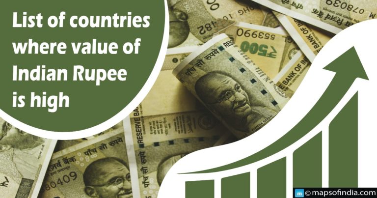List of countries where value of Indian rupee is high