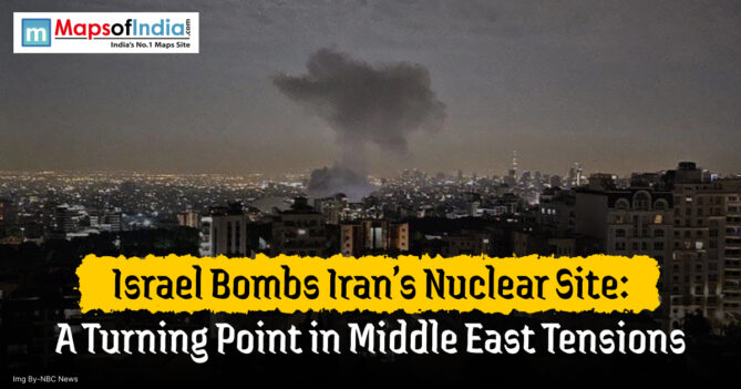 A plume of smoke rises from Iran’s nuclear facility after an airstrike by Israel, highlighting escalating tensions in the Middle East.