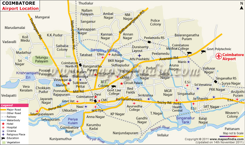Airport Location Map of Coimbatore