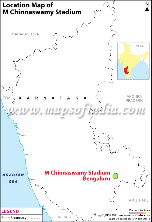 M chinnaswamy Stadium Location Map