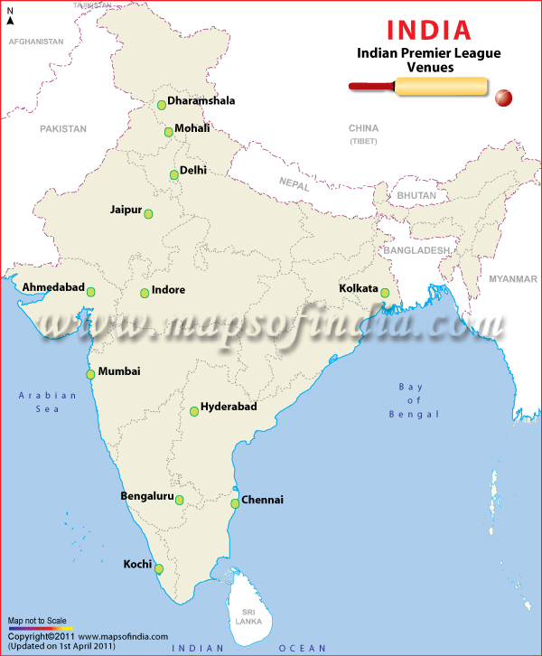 IPL 2011 Venue Map