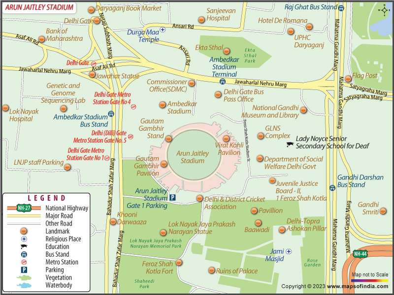 Arun Jaitley stadium Map