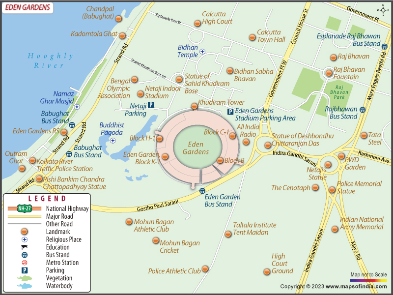 Eden Gardens stadium Map