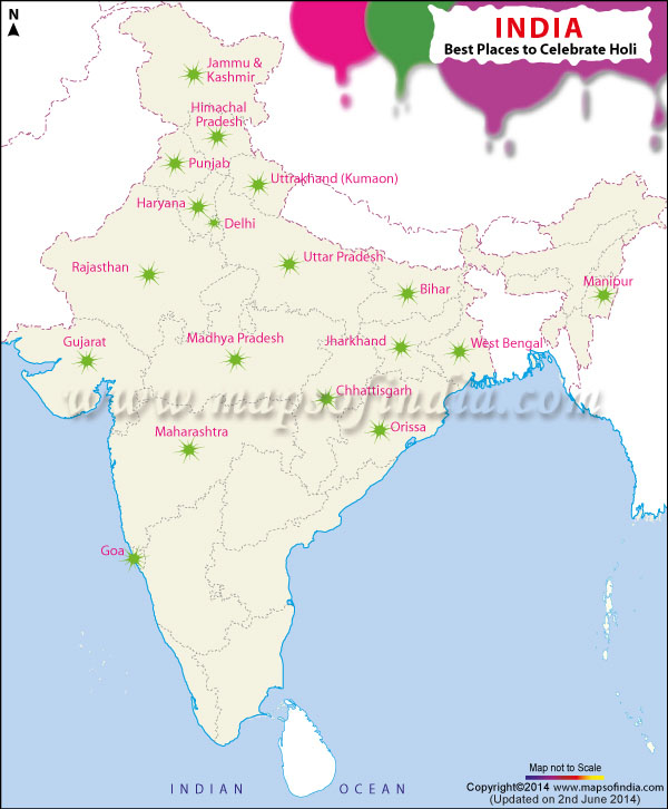 places to celebrate holi in india