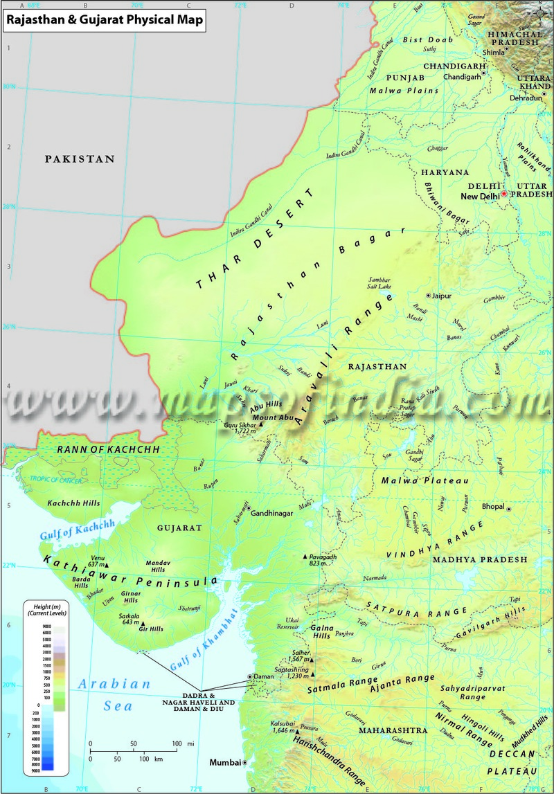 rajasthan-&-gujarat-physical-map