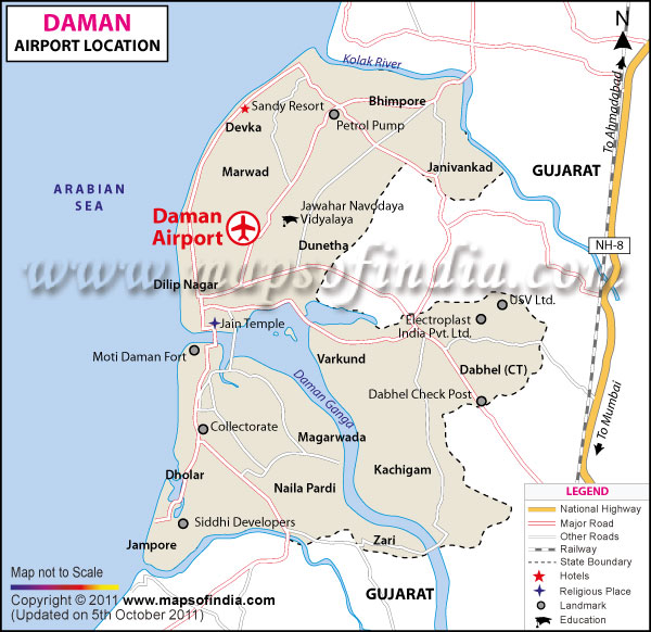 Daman and Diu Airport Map