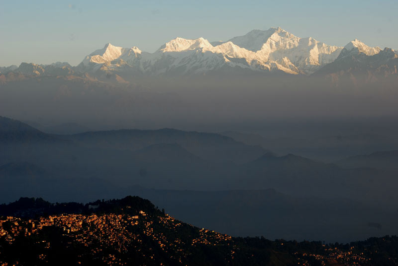 Kanchendzonga And The Darjeeling Town Beneath