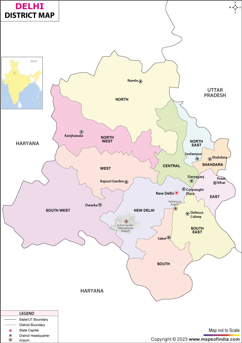 Districts Map of Delhi