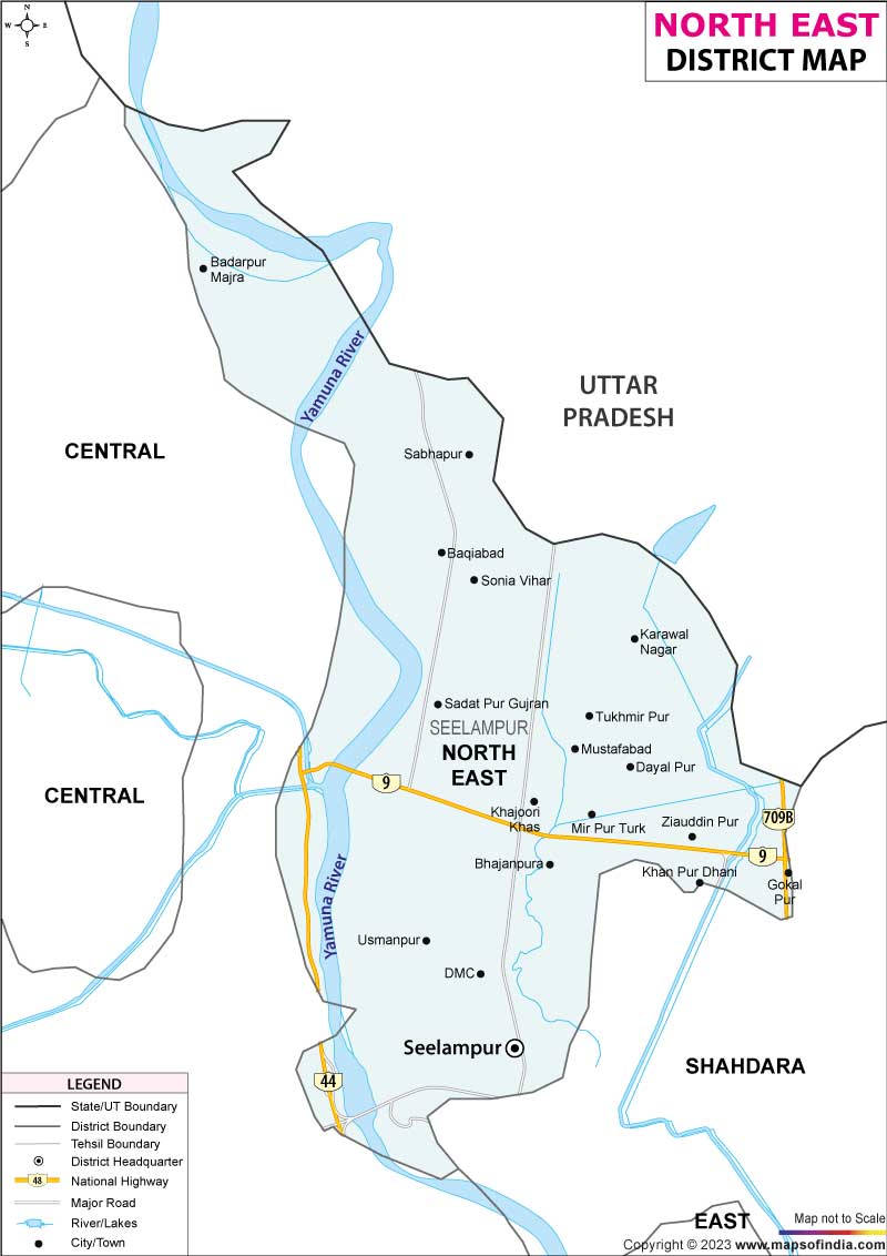 North East Delhi Map