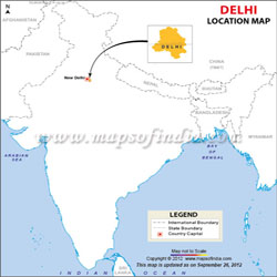 A detailed map highlighting the location of Delhi, showcasing major roads and landmarks within the city
