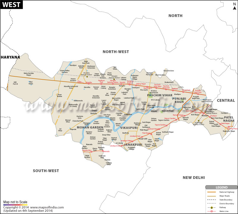 Delhi Map Pincode Wise West Delhi District Map