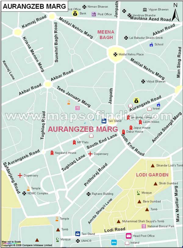 Aurangzeeb Marg Map