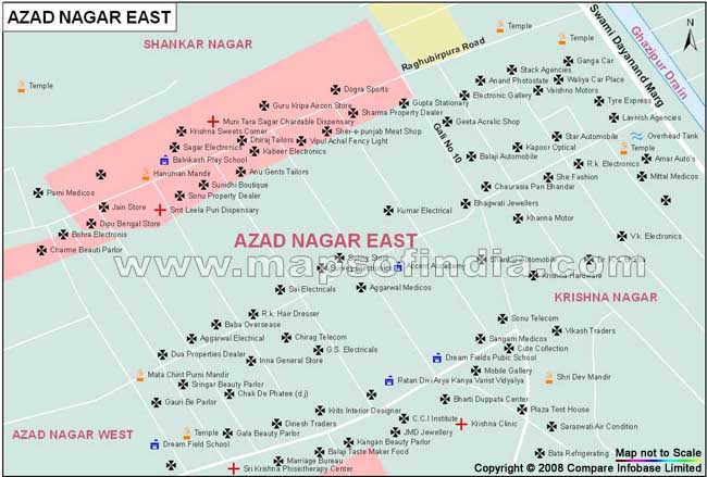 Azad Nagar East Map