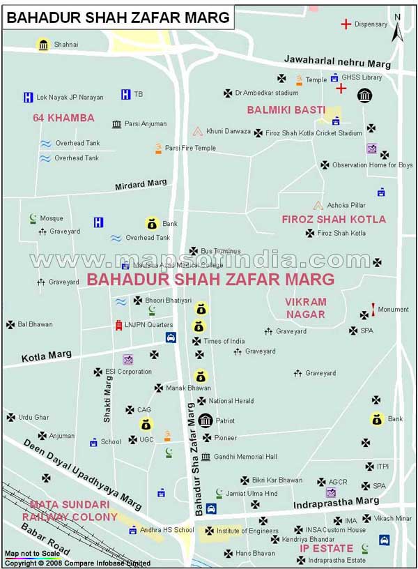 Bahadur Shah Zafar Marg Map