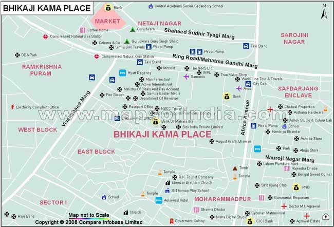 Bhikaji Cama Place Map