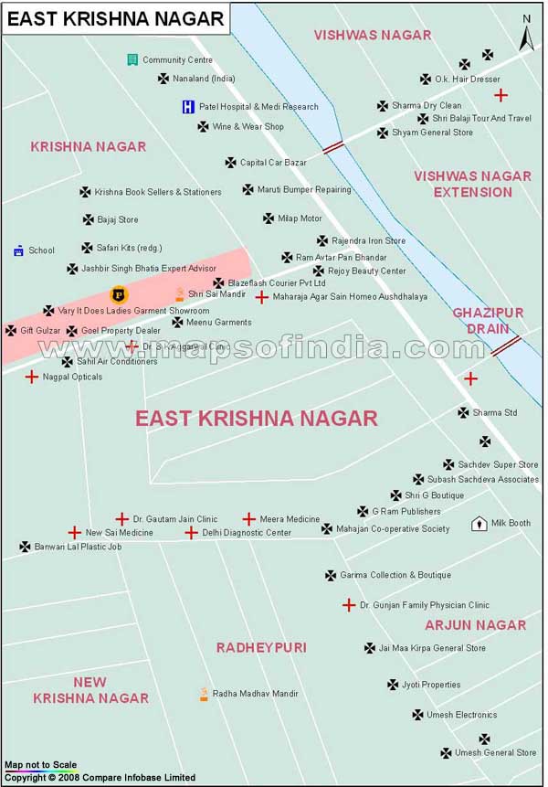 East Krishna Nagar Map