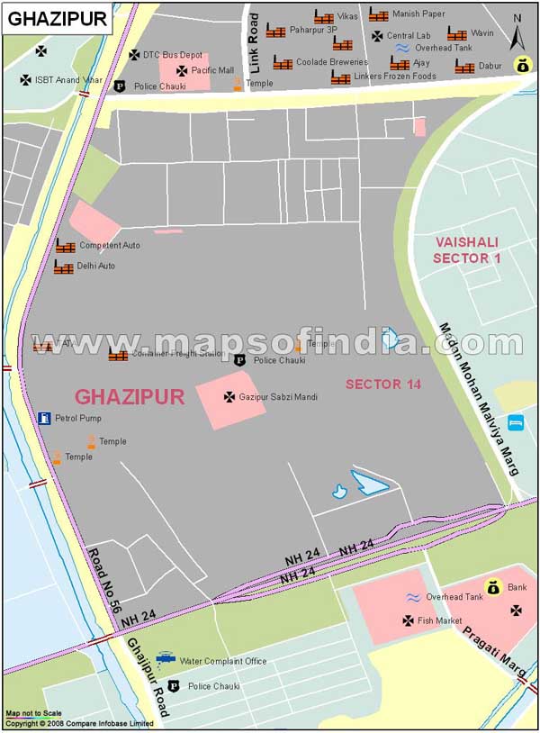 Ghazipur Border Delhi Map Ghazipur Map
