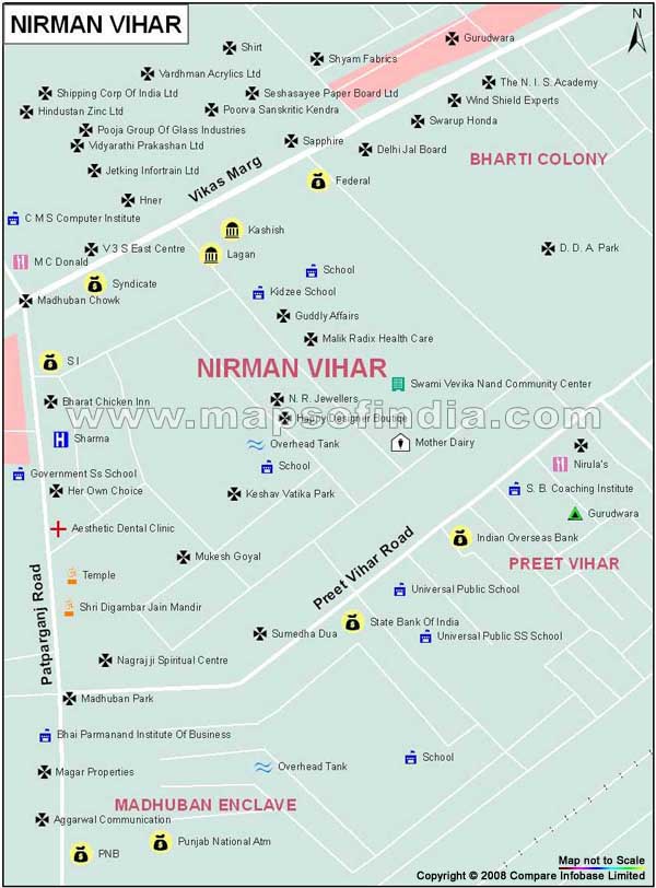 Nirman Vihar Map
