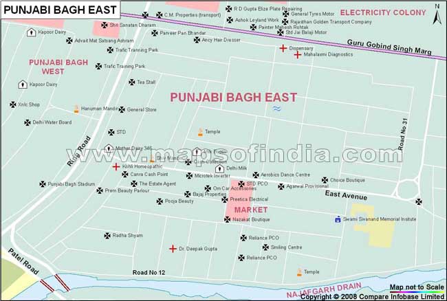 Punjabi Bagh East Map