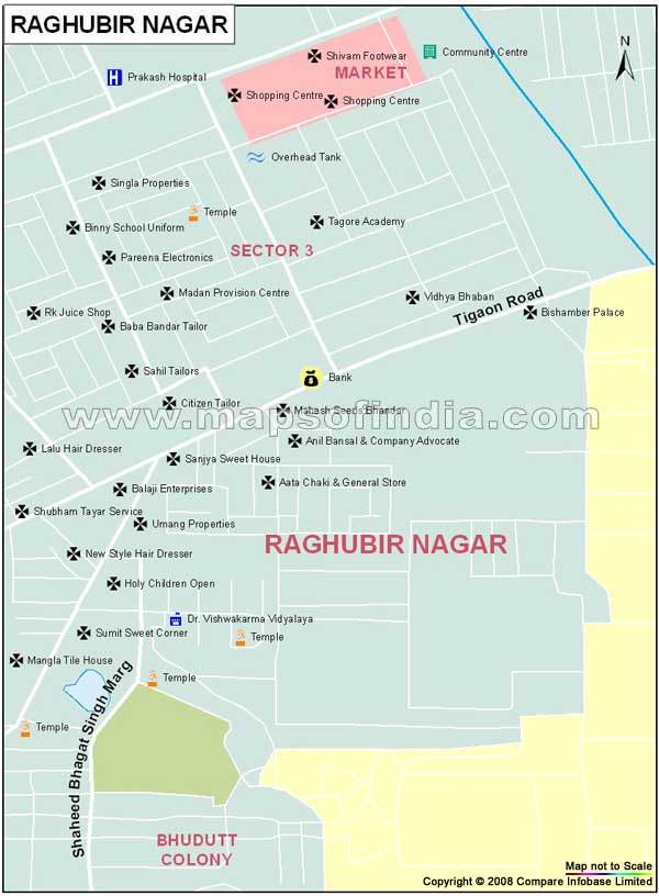 Raghubir Nagar Map