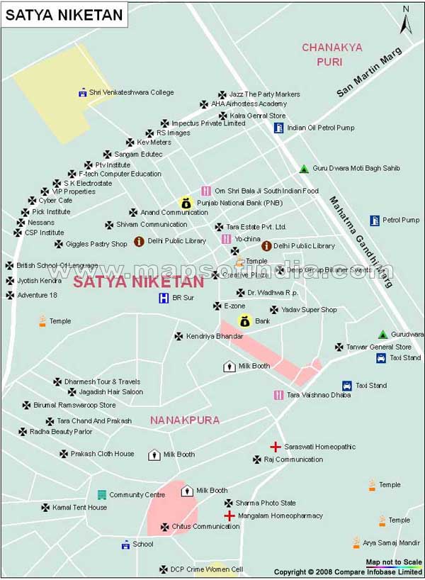 Satya Niketan Map