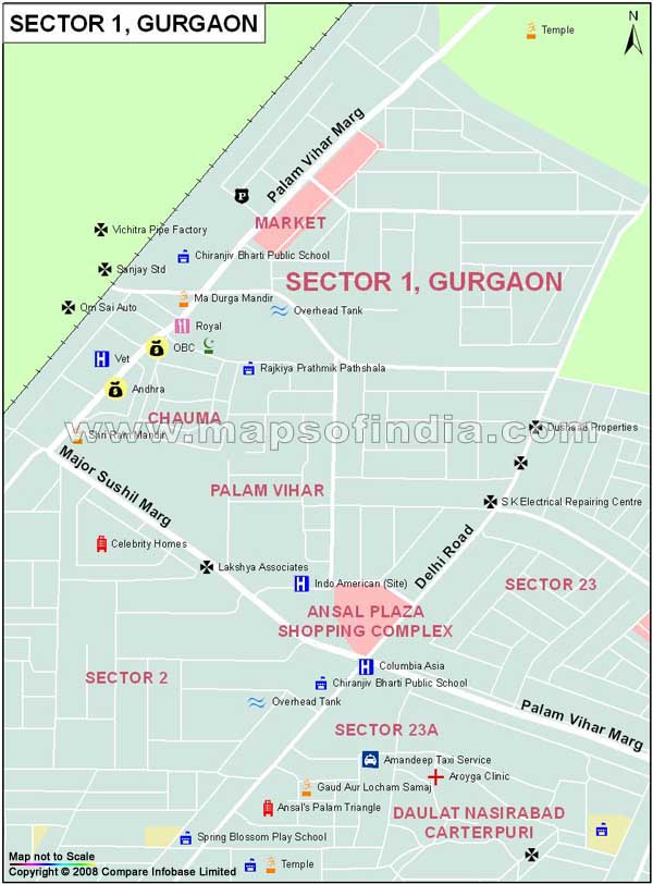 Sector 1 Gurgaon Map