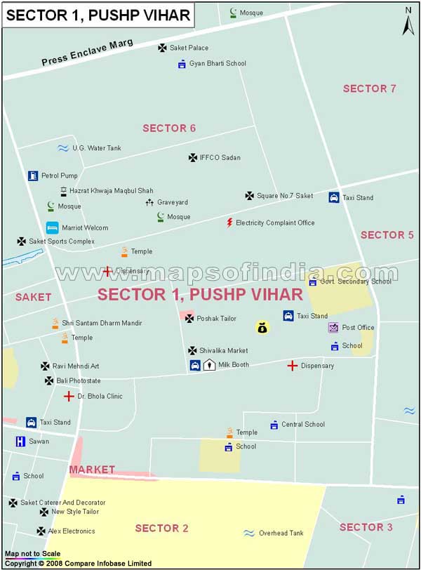 Sector 1 Pushpa Vihar Map
