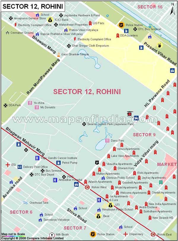 Sector 12 Rohini Map