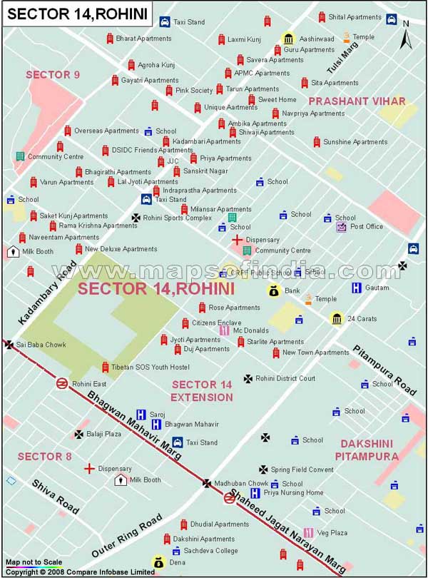 Sector 14 Rohini Map