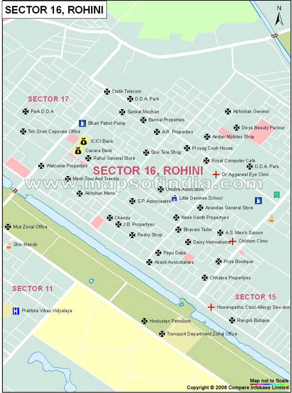 Sector 16 Rohini Map