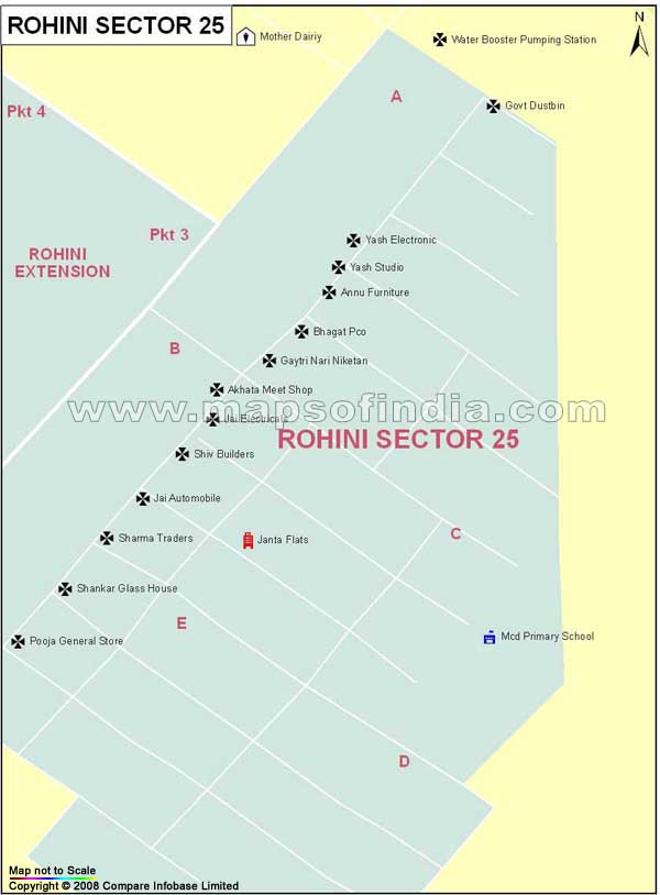 Sector 25 Rohini Map