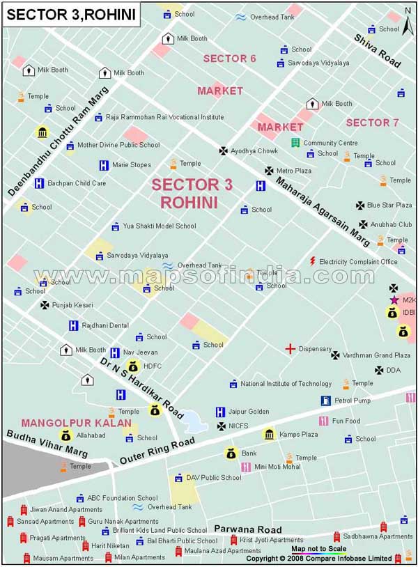 Sector 3 Rohini Map