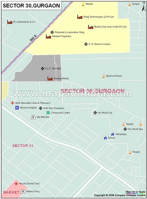 Sector 30 Gurgaon Map
