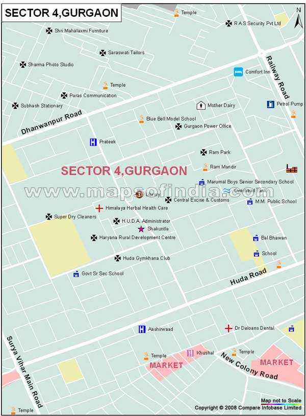Sector 4 Gurgaon Map