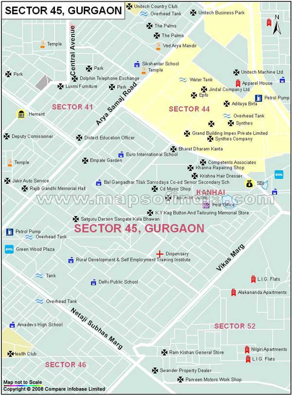 Sector 45 Gurgaon Map