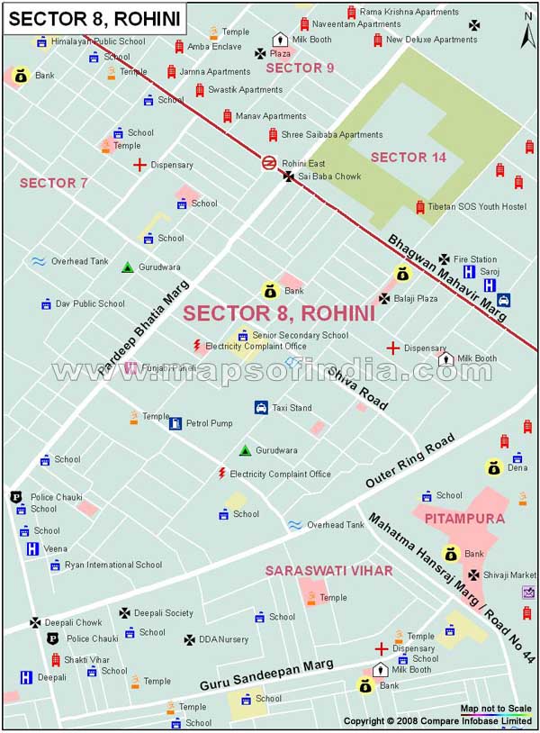 Sector 8 Rohini Map